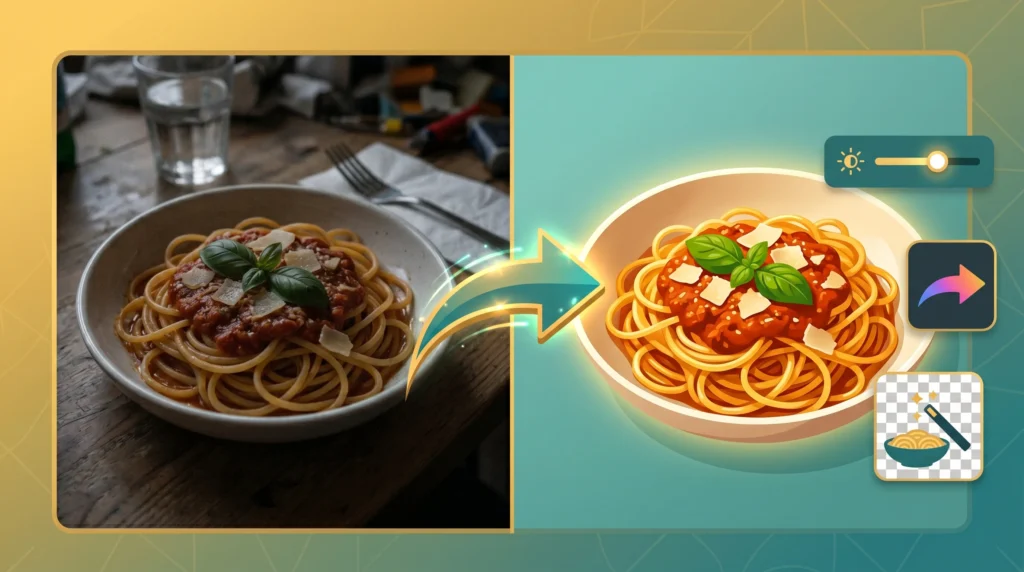 AI food photography enhancement
