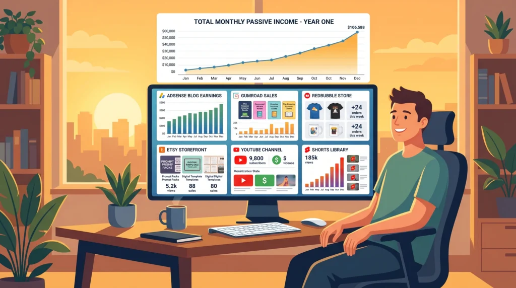AI passive income portfolio year one